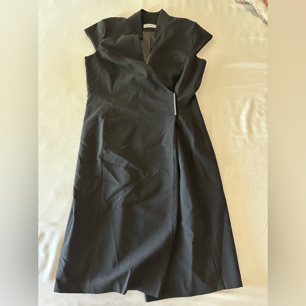 Calvin Klein Black Asymmetrical Sheath Dress